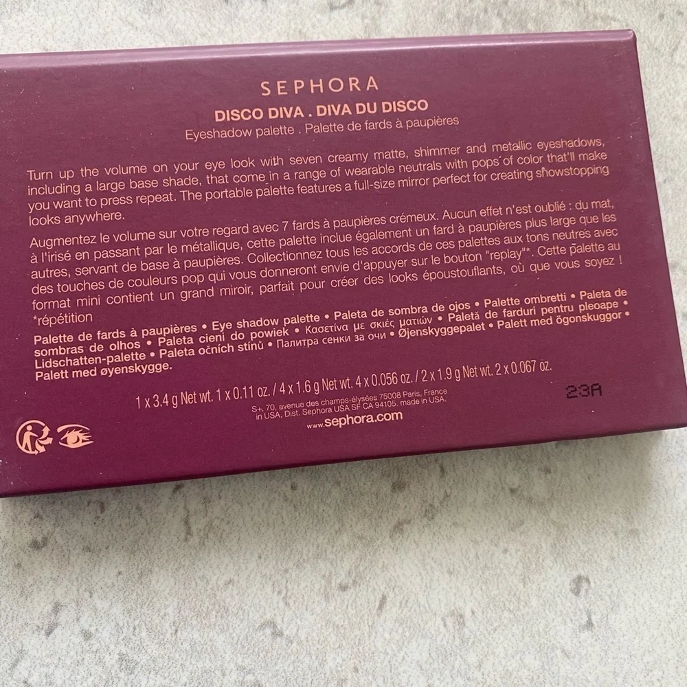 Sephora Eyeshadow Disco Diva Playlist palette, never used, brown neutrals